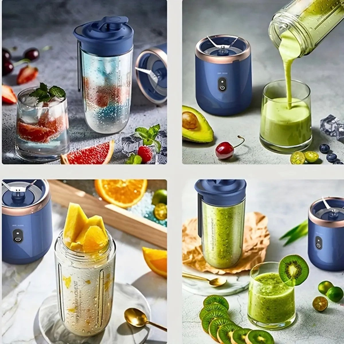 Liquidificador Portátil Multifuncional – 2 Copos + 6 Lâminas Ultra Afiadas