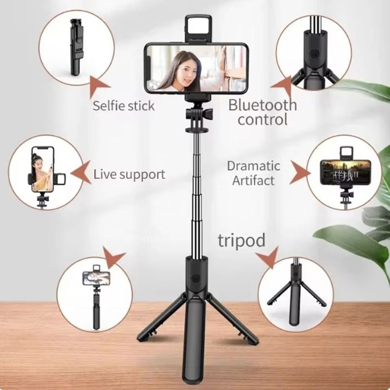Mini Bastão de Selfie Bluetooth 360° 3 em 1 — Portátil e Ajustável