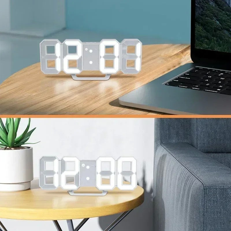 Despertador Digital 3D LED – Relógio de Parede com Hora