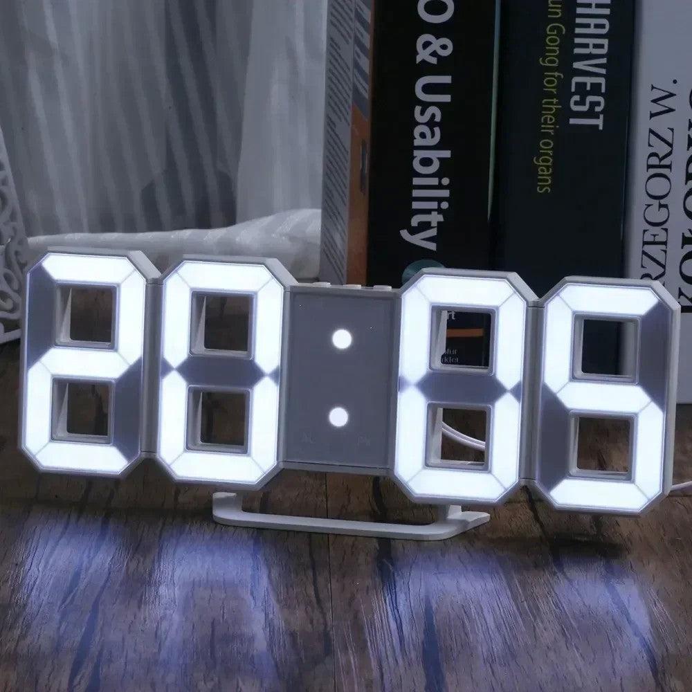 Despertador Digital 3D LED – Relógio de Parede com Hora