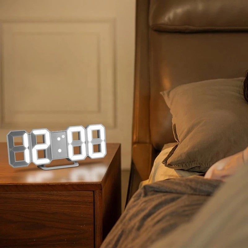 Despertador Digital 3D LED – Relógio de Parede com Hora