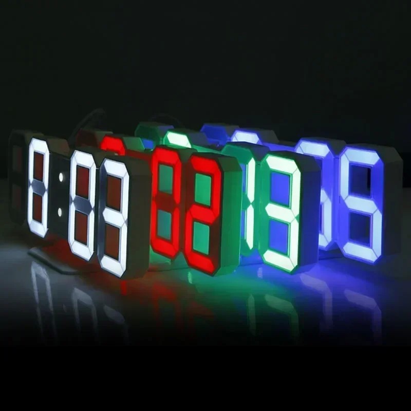 Despertador Digital 3D LED – Relógio de Parede com Hora