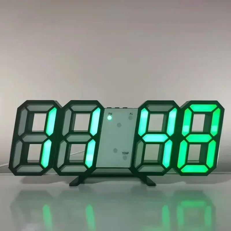 Despertador Digital 3D LED – Relógio de Parede com Hora