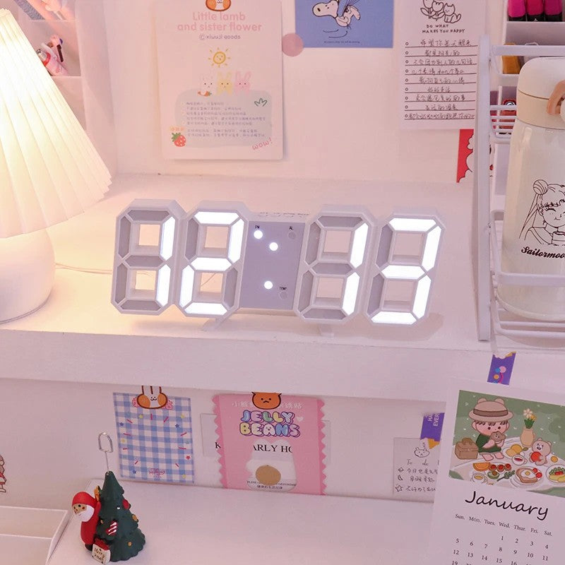 Despertador Digital 3D LED – Relógio de Parede com Hora