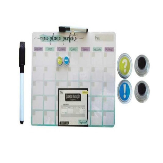 Planner Magnético 3 em 1 – Organize Tarefas Diárias, Semanais e Mensais